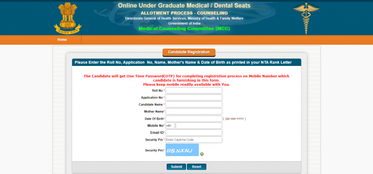 Schedule of Online Counseling for 2nd Mop-Up Round of UG (BDS) Seats-2021